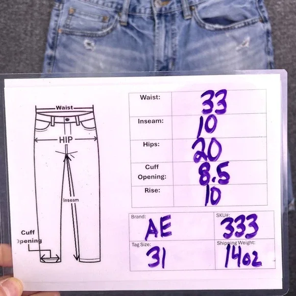 American Eagle Shorts Mens 31 Light Blue Raw Hem Distressed Denim Summer Bermuda - Picture 3 of 15